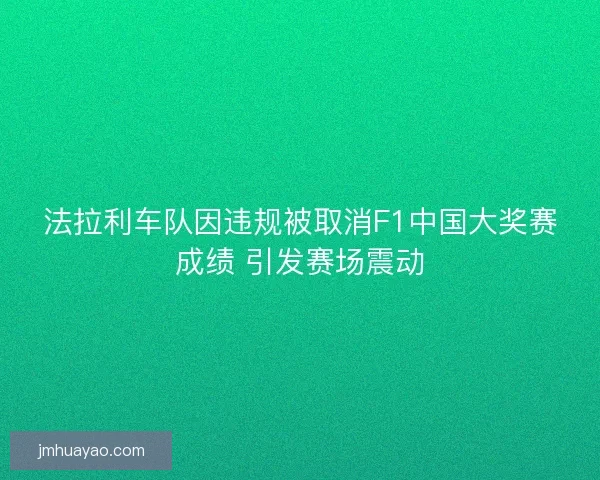法拉利車隊因違規被取消F1中國大獎賽成績 引發賽場震動