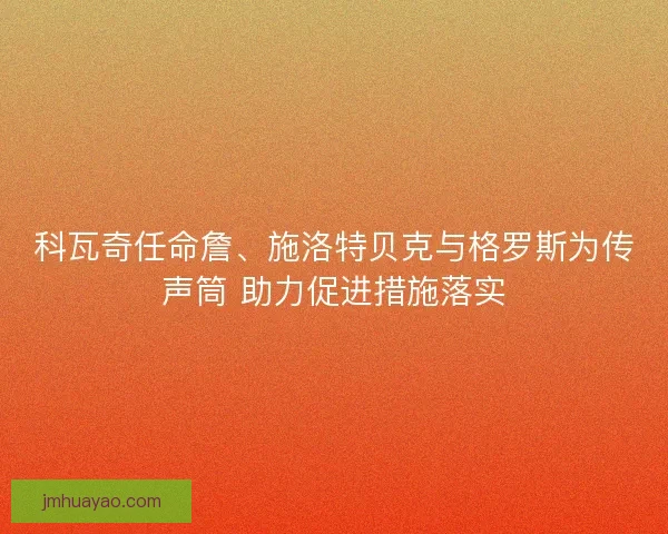 科瓦奇任命詹、施洛特贝克与格罗斯为传声筒 助力促进措施落实