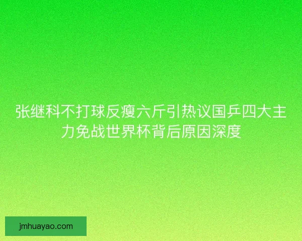 张继科不打球反瘦六斤引热议国乒四大主力免战世界杯背后原因深度