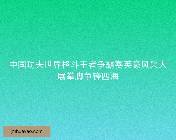 中国功夫世界格斗王者争霸赛英豪风采大展拳脚争锋四海 中国功夫世界格斗王者争霸赛英豪风采大展拳脚争锋四海