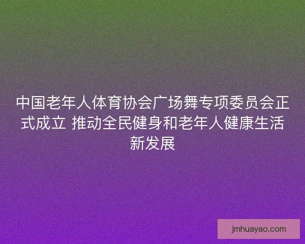 中国老年人体育协会广场舞专项委员会正式成立 推动全民健身和老年人健康生活新发展